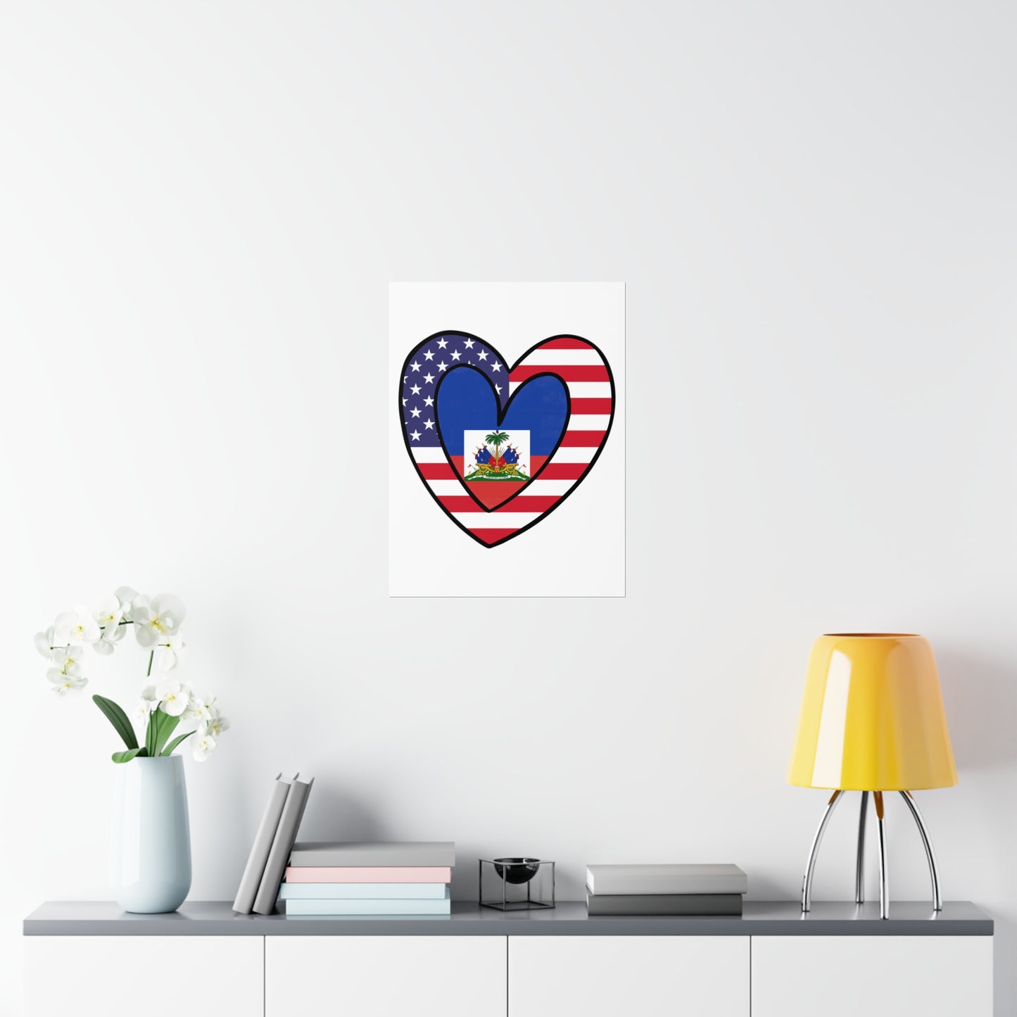 American Haitian Flag Inner Heart USA Haiti Premium Matte Poster