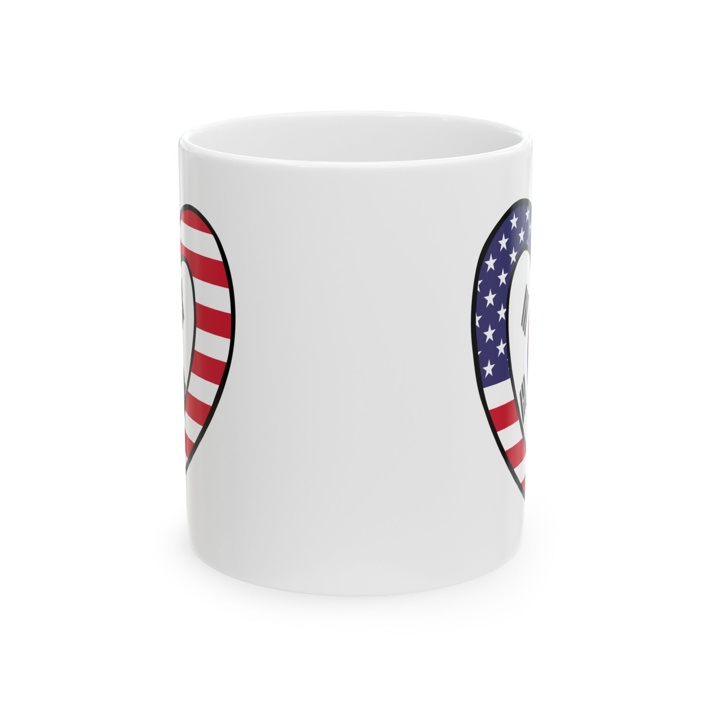 South Korean American Heart Valentines Day Gift Half Korea USA Flag Ceramic Mug 11oz, 15oz Cup