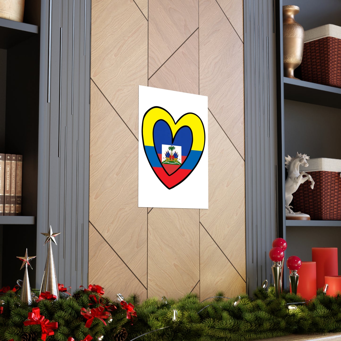 Colombian Haitian Flag Inner Heart Colombia Haiti  Premium Matte Poster