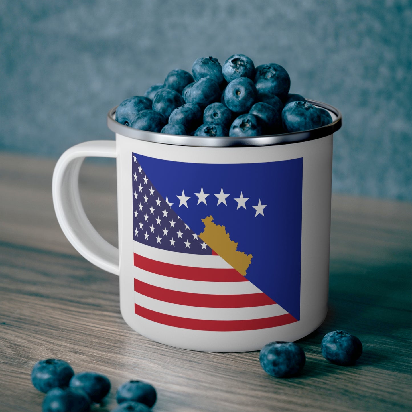 Kosovo American Flag Kosovar 12oz Enamel Mug