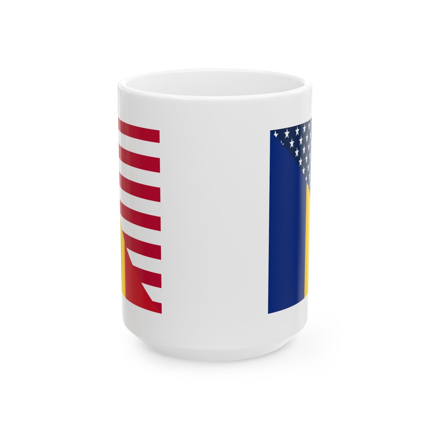 Romania American Flag Half Romanian USA Ceramic Mug 11oz, 15oz Cup