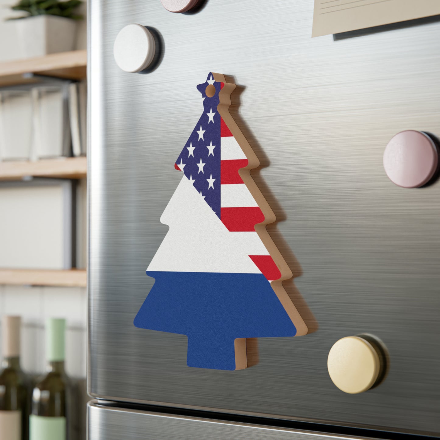 Netherlands American Flag USA Wooden Ornament