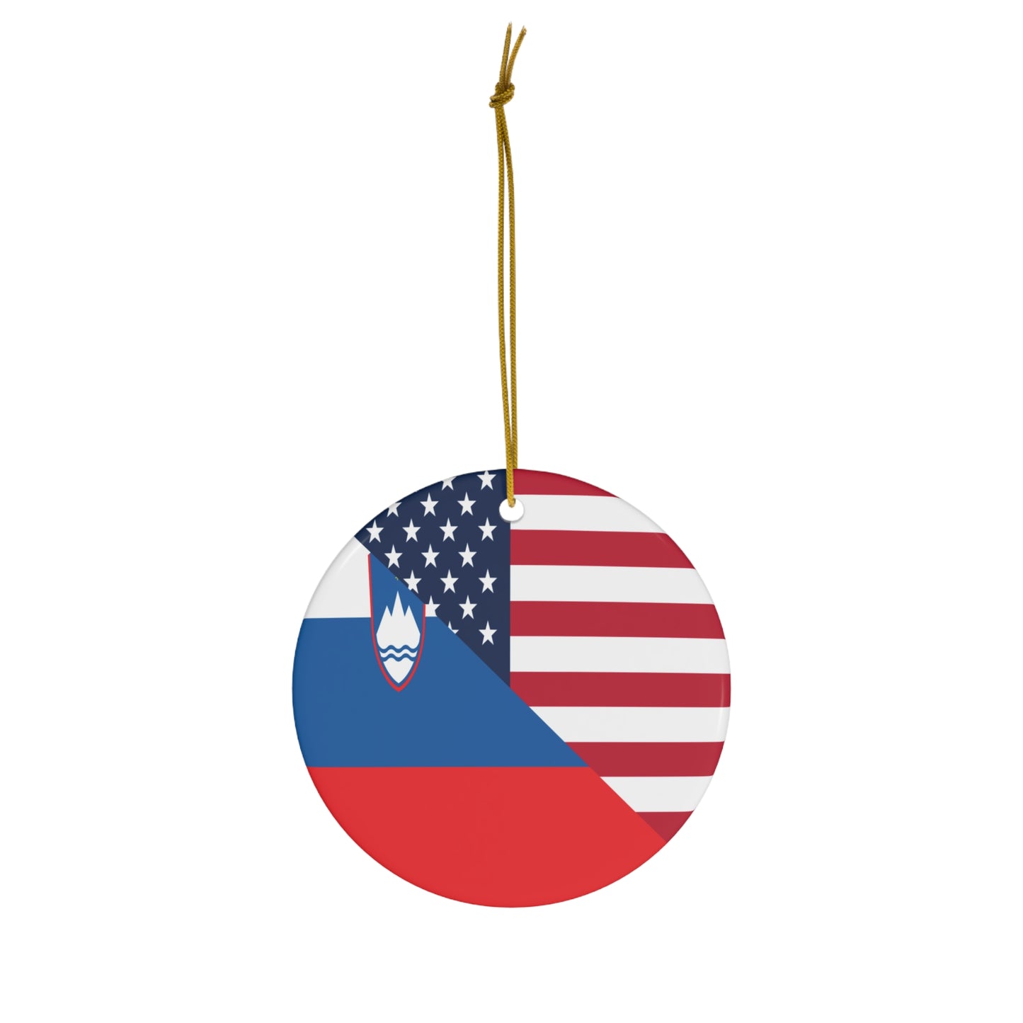 Slovenia American Flag Half Slovenian USA Ceramic Ornament | Christmas Tree Ornaments