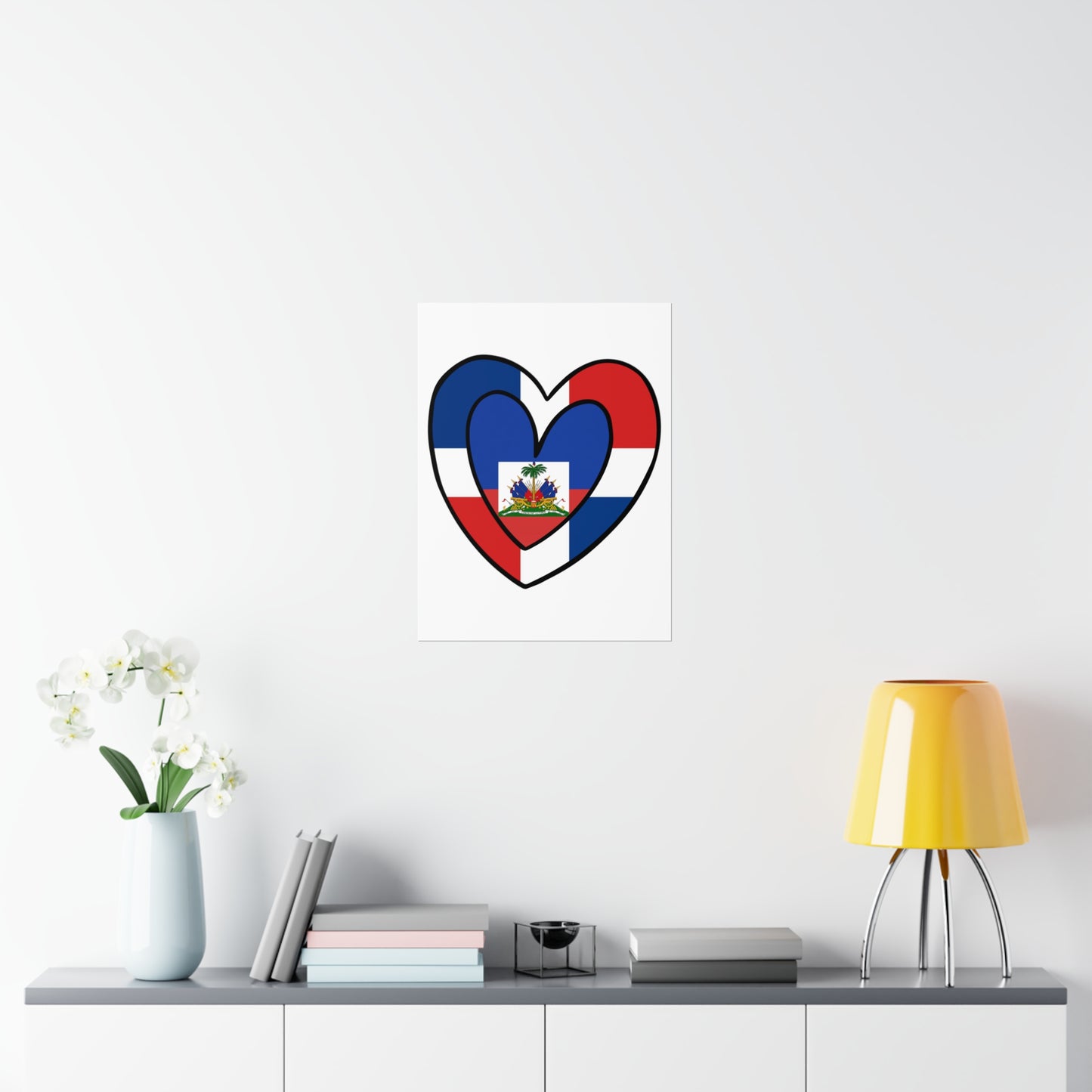 Dominican Haitian Flag Inner Heart DR Republic Haiti  Premium Matte Poster