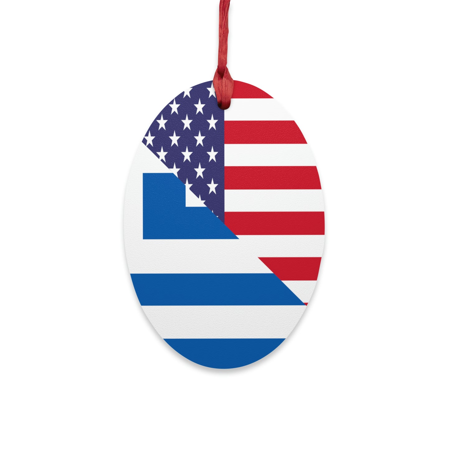 Greek American Flag Half Greece USA Wooden Ornament