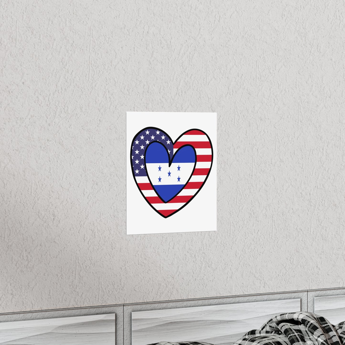 Honduran American Heart Valentines Day Gift Half Honduras USA Flag Premium Matte Poster