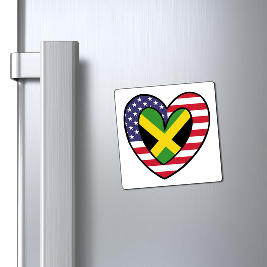 American Jamaican Flag Inner Heart USA Jamaica Magnet