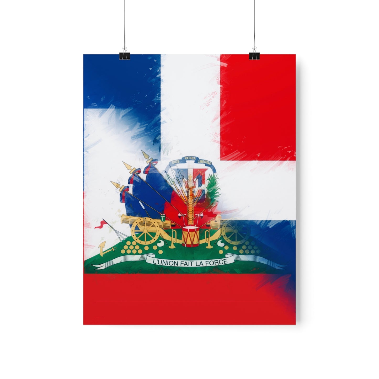 Haiti Dominican Republic Flag | Hispaniola DR Half Haitian Dominican Flag Premium Matte Poster