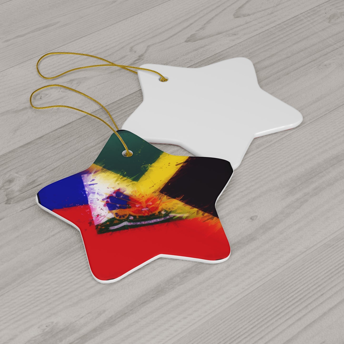 Haitian Jamaican Painted Flag | Haiti Jamaica Ceramic Ornament | Christmas Tree Ornaments