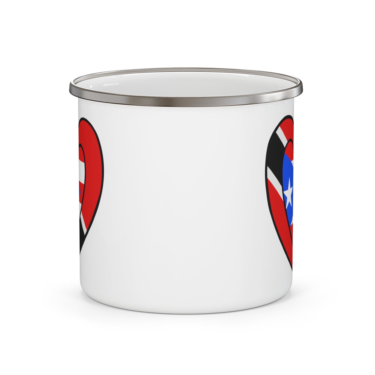 Puerto Rican Trini Heart Valentines Day Gift Half PR Trinidad Flag 12oz Enamel Mug