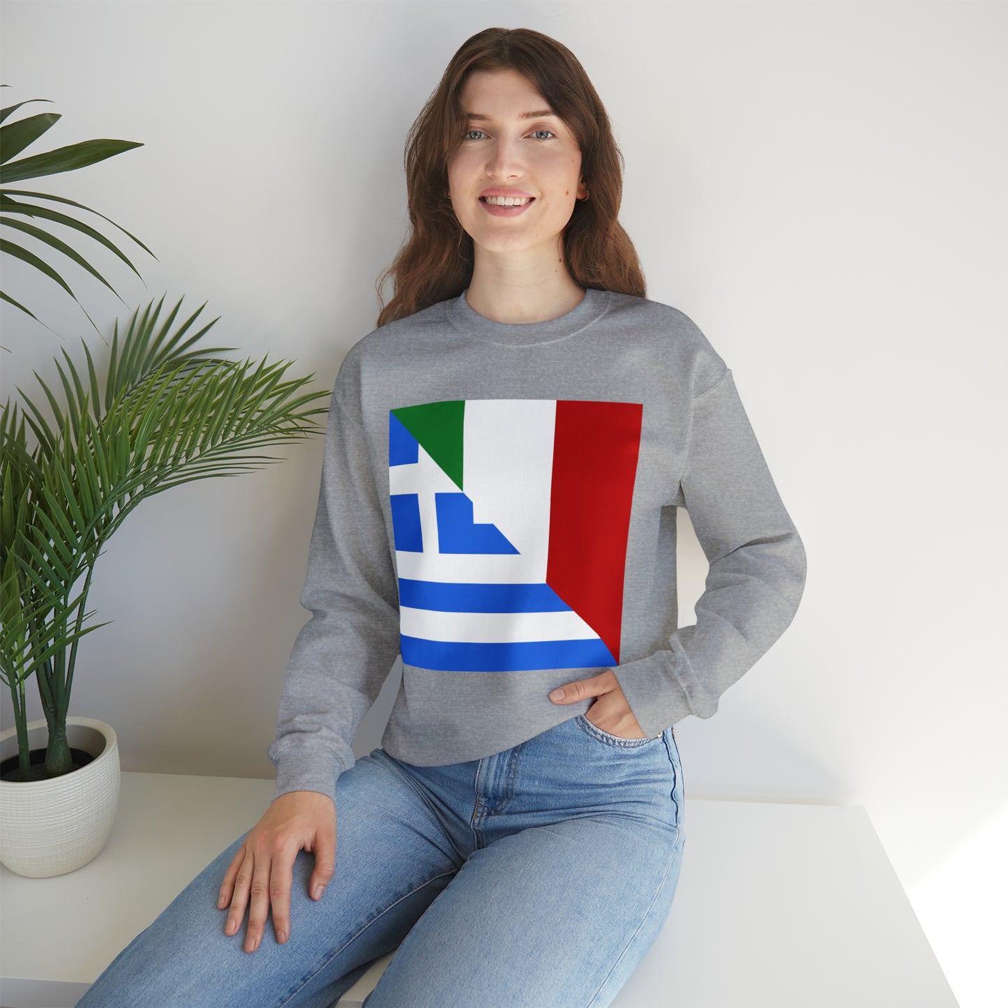 Greek Italian Flag Half Greece Italy Unisex Sweatshirt