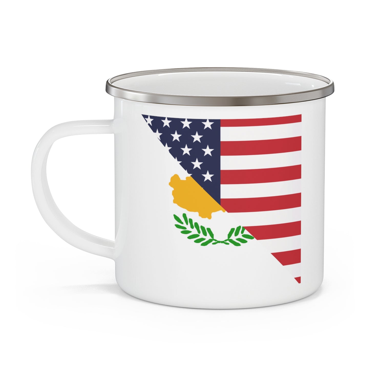 Cyprus American Flag Half USA 12oz Enamel Mug