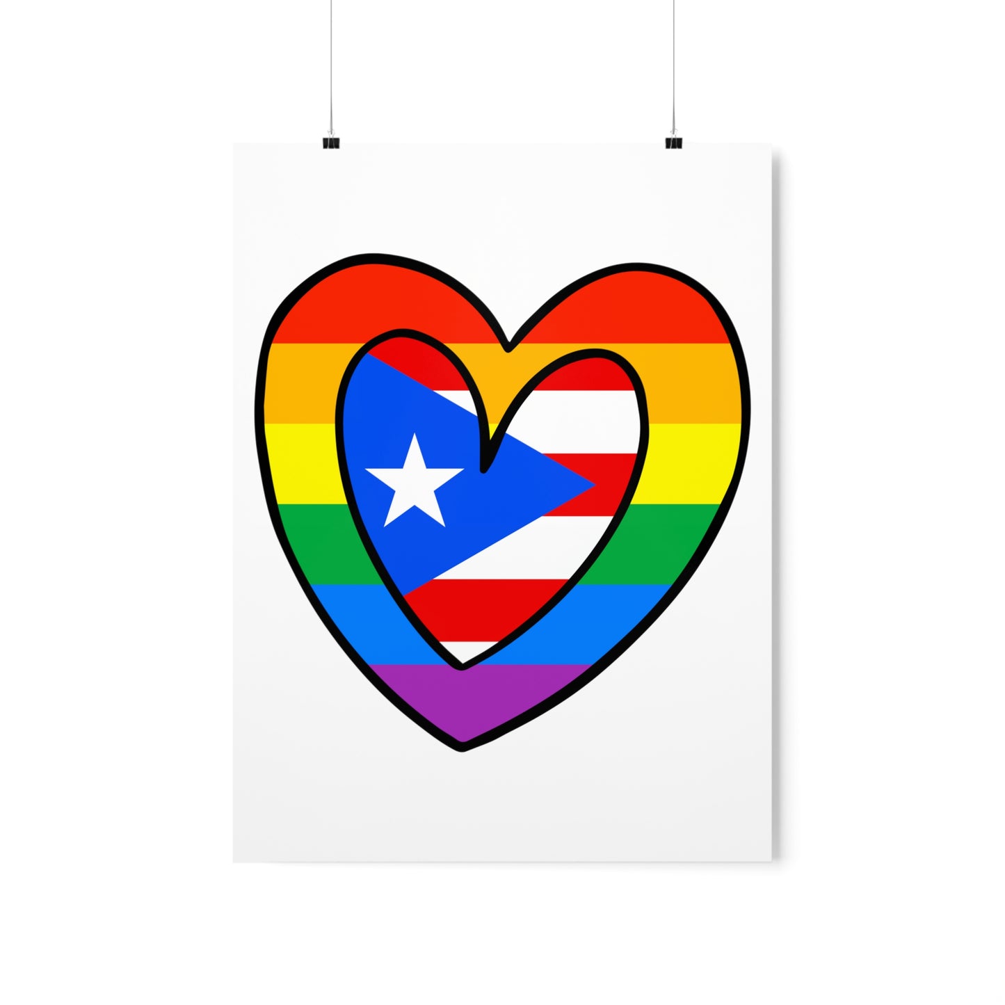 Puerto Rican Rainbow Flag Heart PR Pride Parade Premium Matte Poster