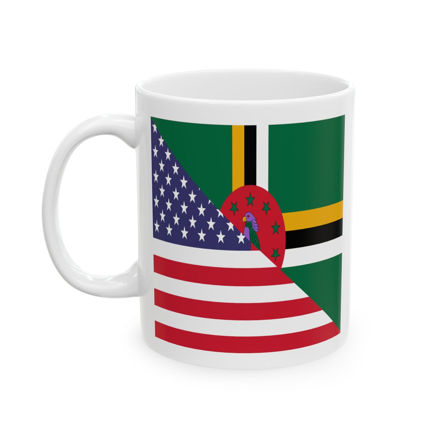 Dominican American Flag Dominica USA Half Ceramic Mug 11oz, 15oz Cup