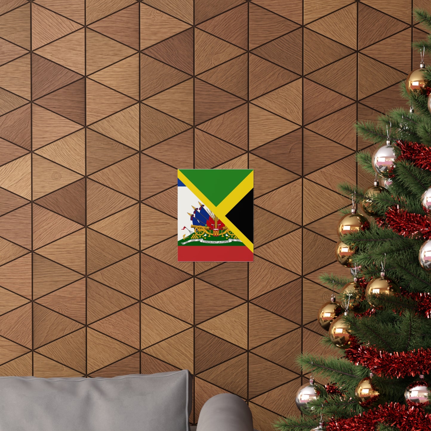 Haitian Jamaican Flag | Half Jamaica Haiti Premium Matte Poster