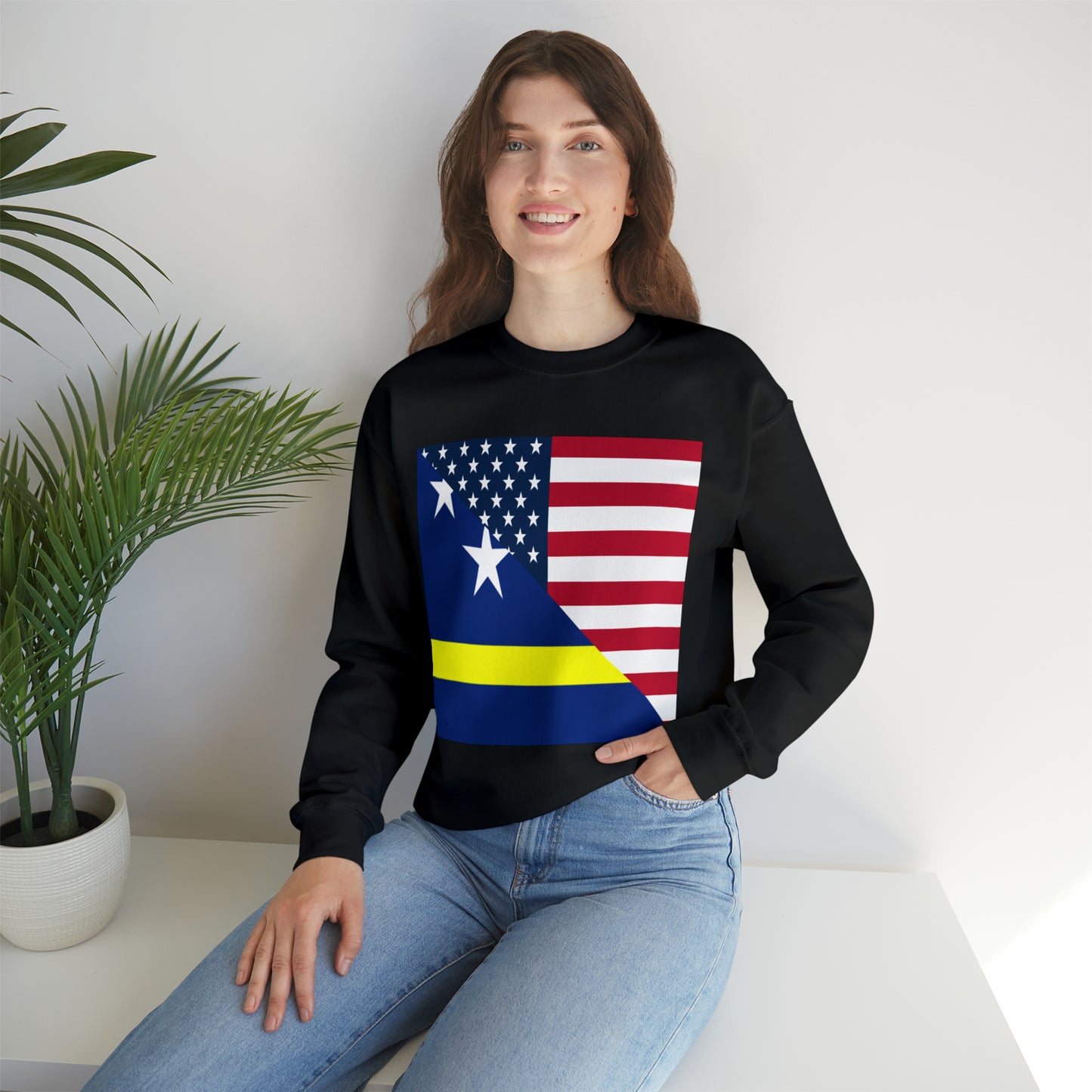 Curacao American Flag Half Curacaoan USA Unisex Sweatshirt