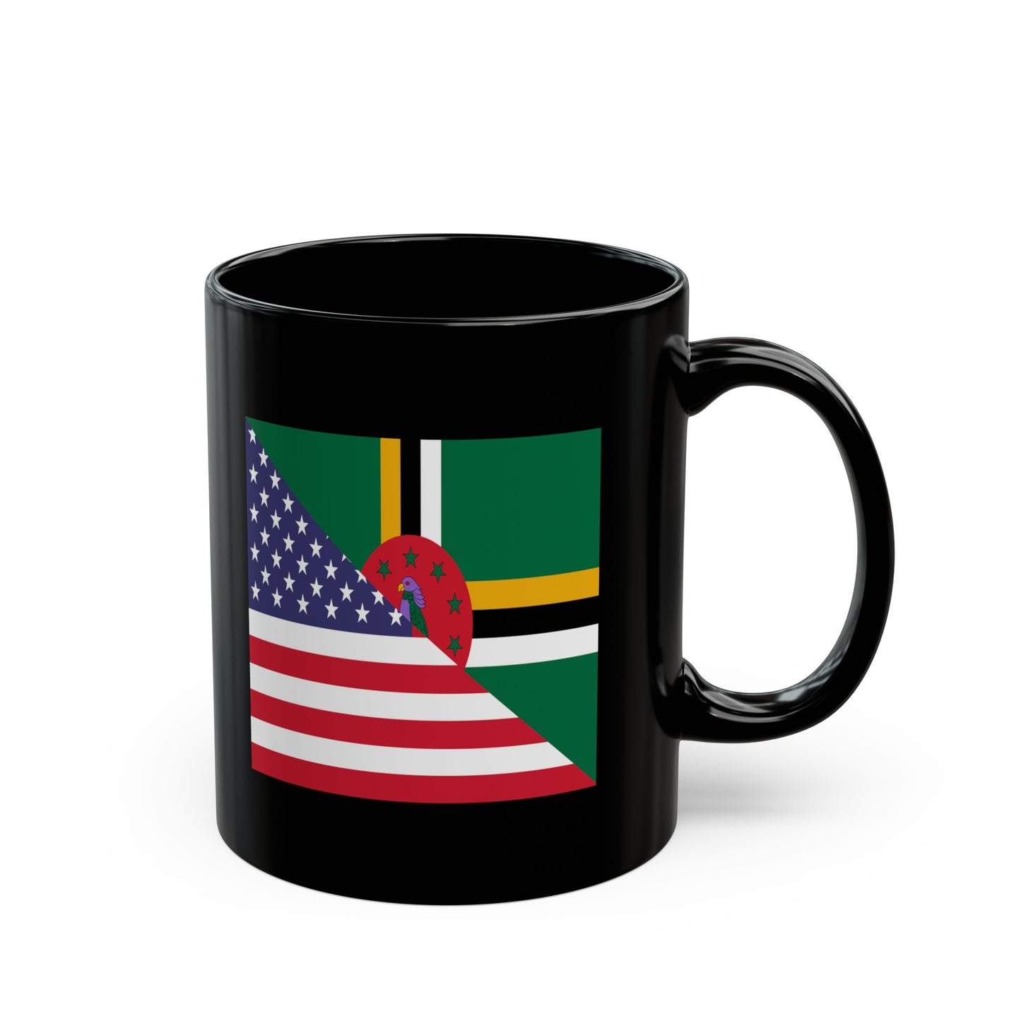 Dominican American Flag Dominica USA Half Black Mug (11oz, 15oz)