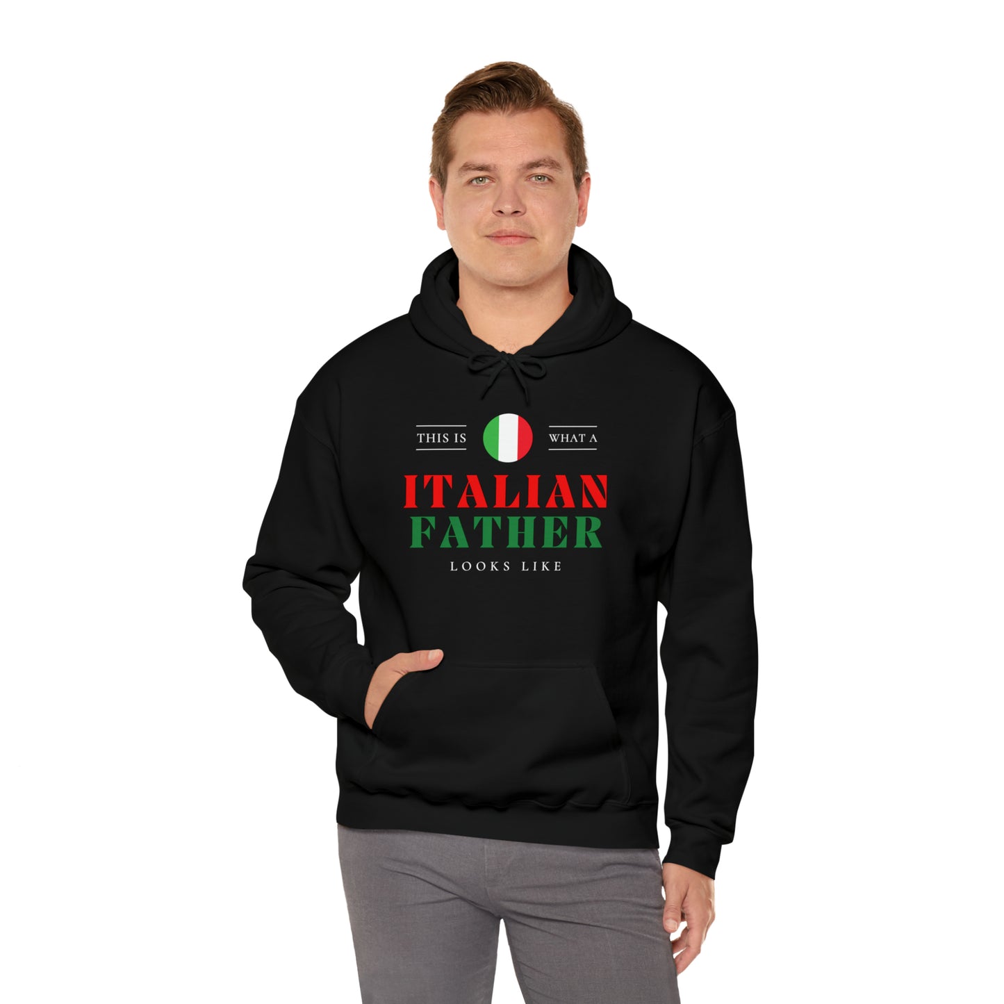 Italian Father Looks Like Italy Flag Fathers Day Hoodie | Unisex Pullover Hooded Sweatshirt