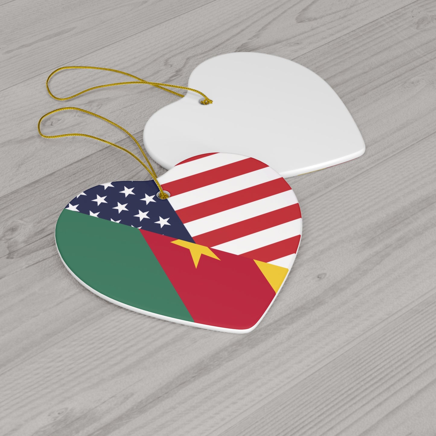 Cameroon American Flag Cameroonian USA Ceramic Ornament | Christmas Tree Ornaments