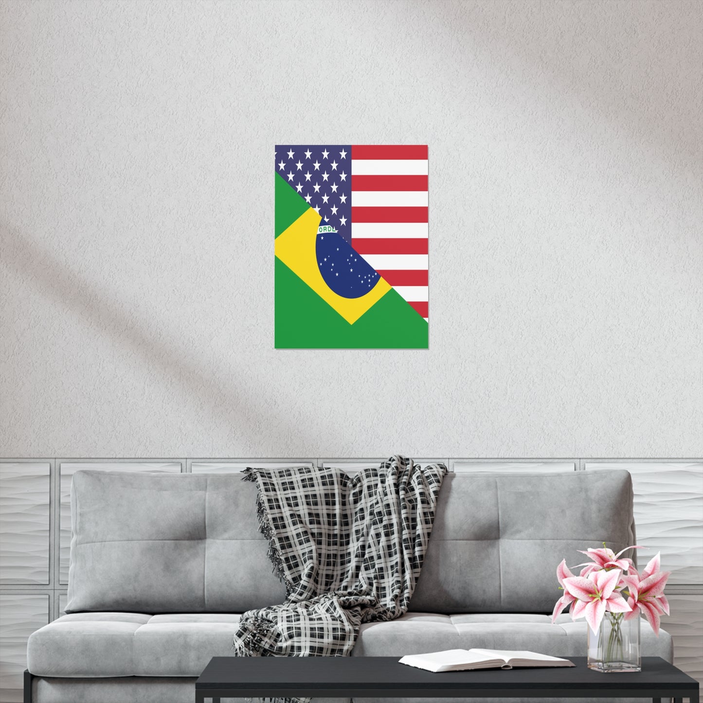 Brazilian American Flag Half Brazil USA Brasil Premium Matte Poster