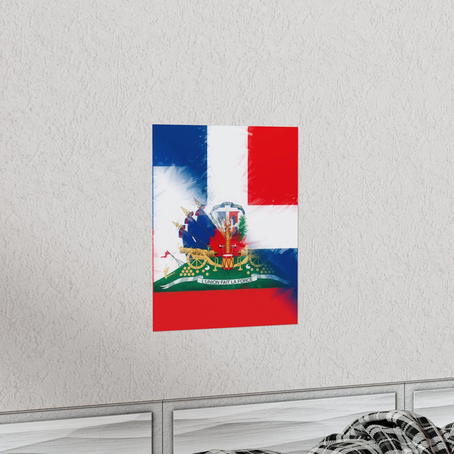 Haiti Dominican Republic Flag | Hispaniola DR Half Haitian Dominican Flag Premium Matte Poster