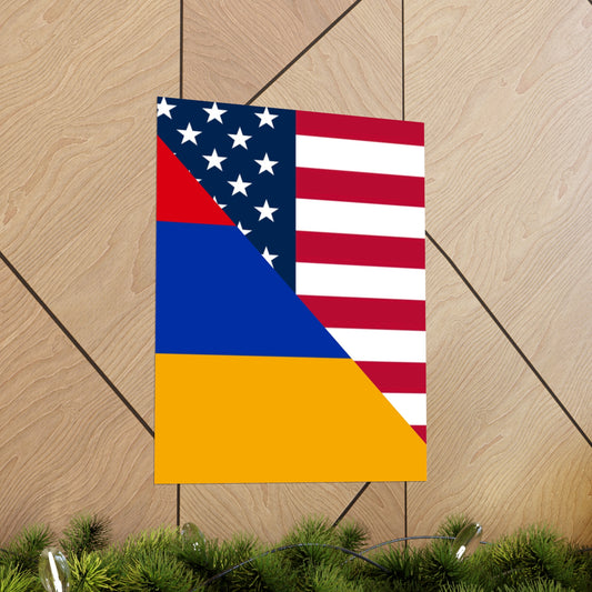 Armenian American Flag Armenia USA Premium Matte Poster