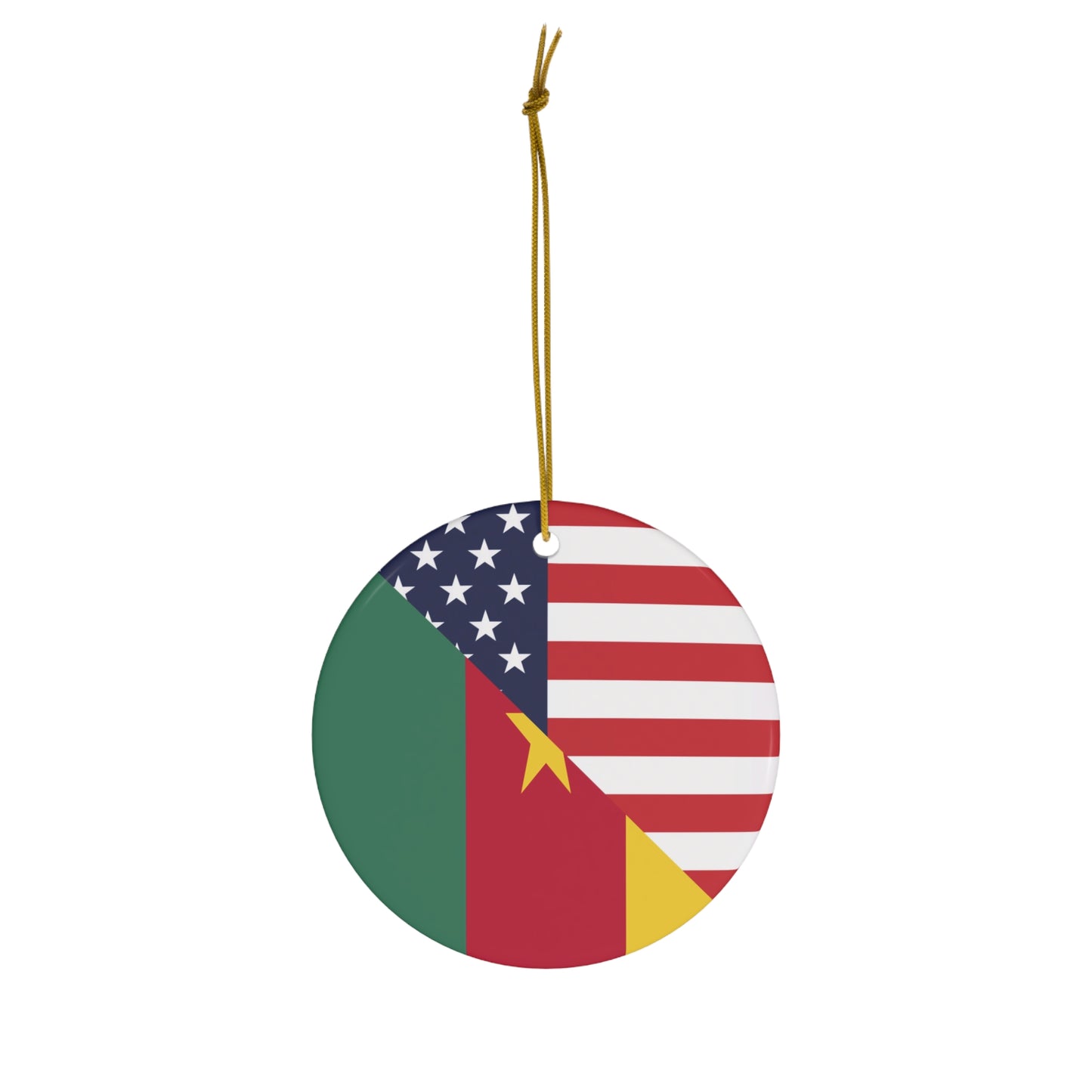 Cameroon American Flag Cameroonian USA Ceramic Ornament | Christmas Tree Ornaments