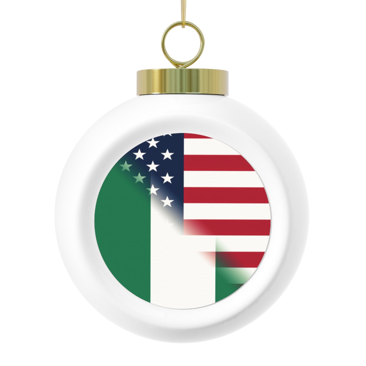 Nigerian American Flag Half Naija USA African Christmas Tree Ball Ornament