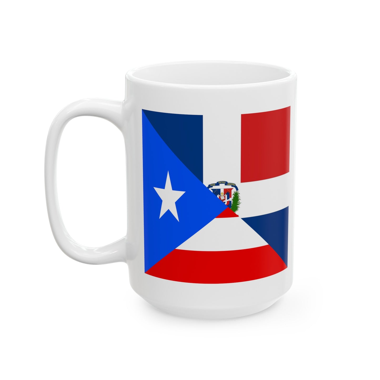 Puerto Rican Dominican Republic Flag Half PR DR Ceramic Mug 11oz, 15oz Cup