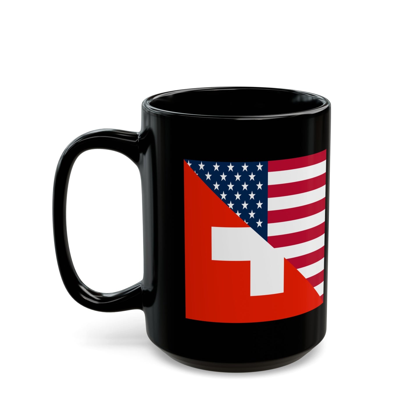 Swiss American Flag Switzerland USA Black Mug (11oz, 15oz)