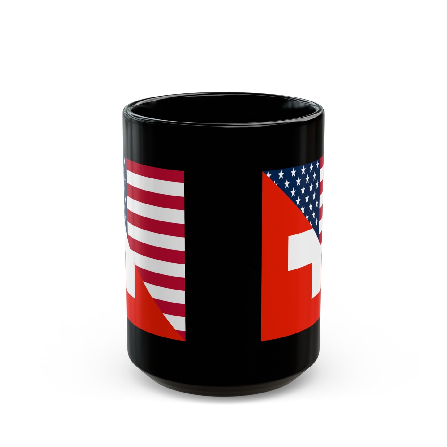 Swiss American Flag Switzerland USA Black Mug (11oz, 15oz)