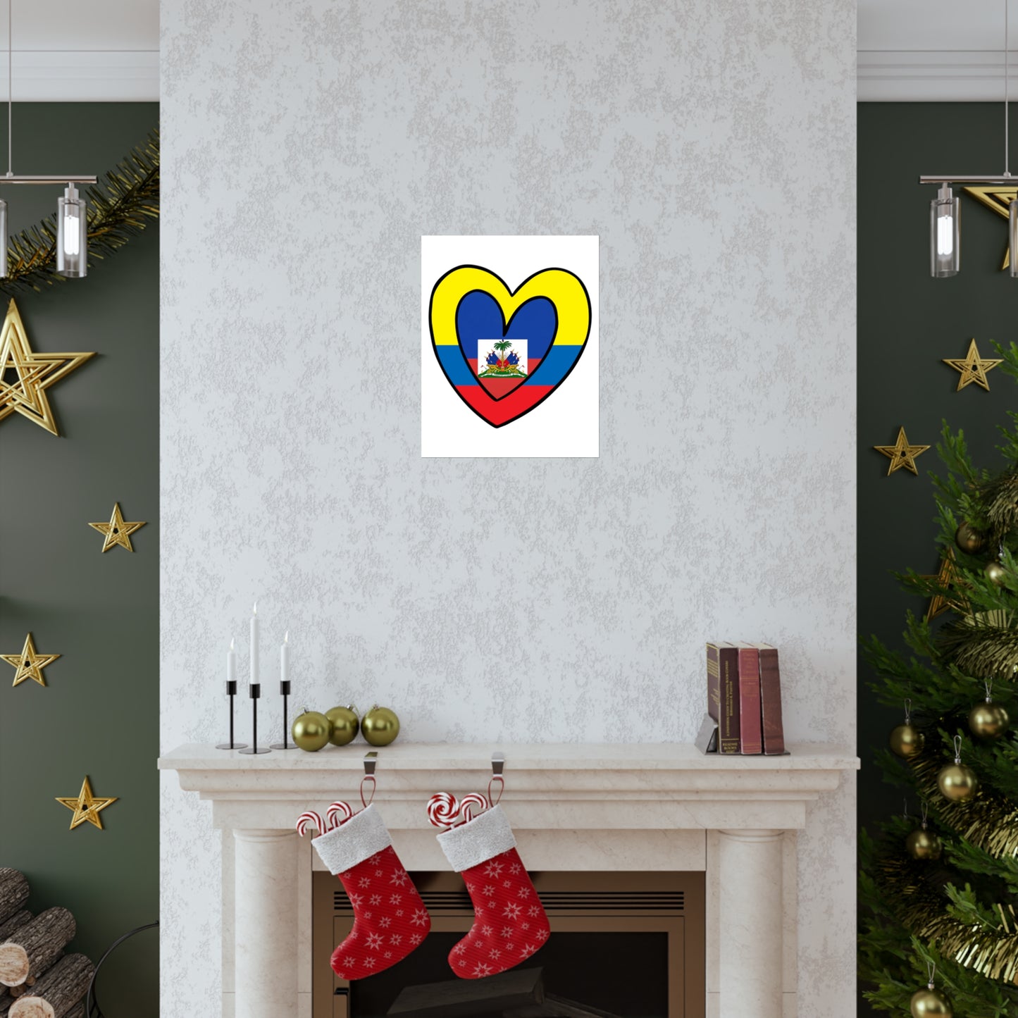 Colombian Haitian Flag Inner Heart Colombia Haiti  Premium Matte Poster