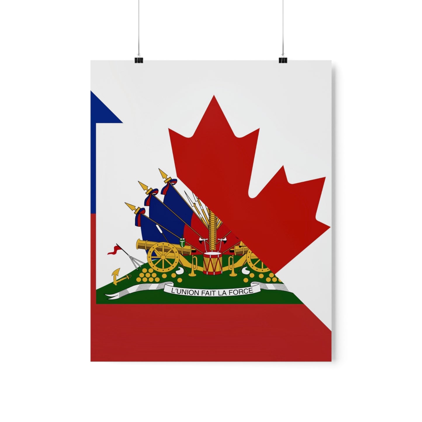 Haitian Canadian Flag | Half Haiti Canada Canadien Premium Matte Poster