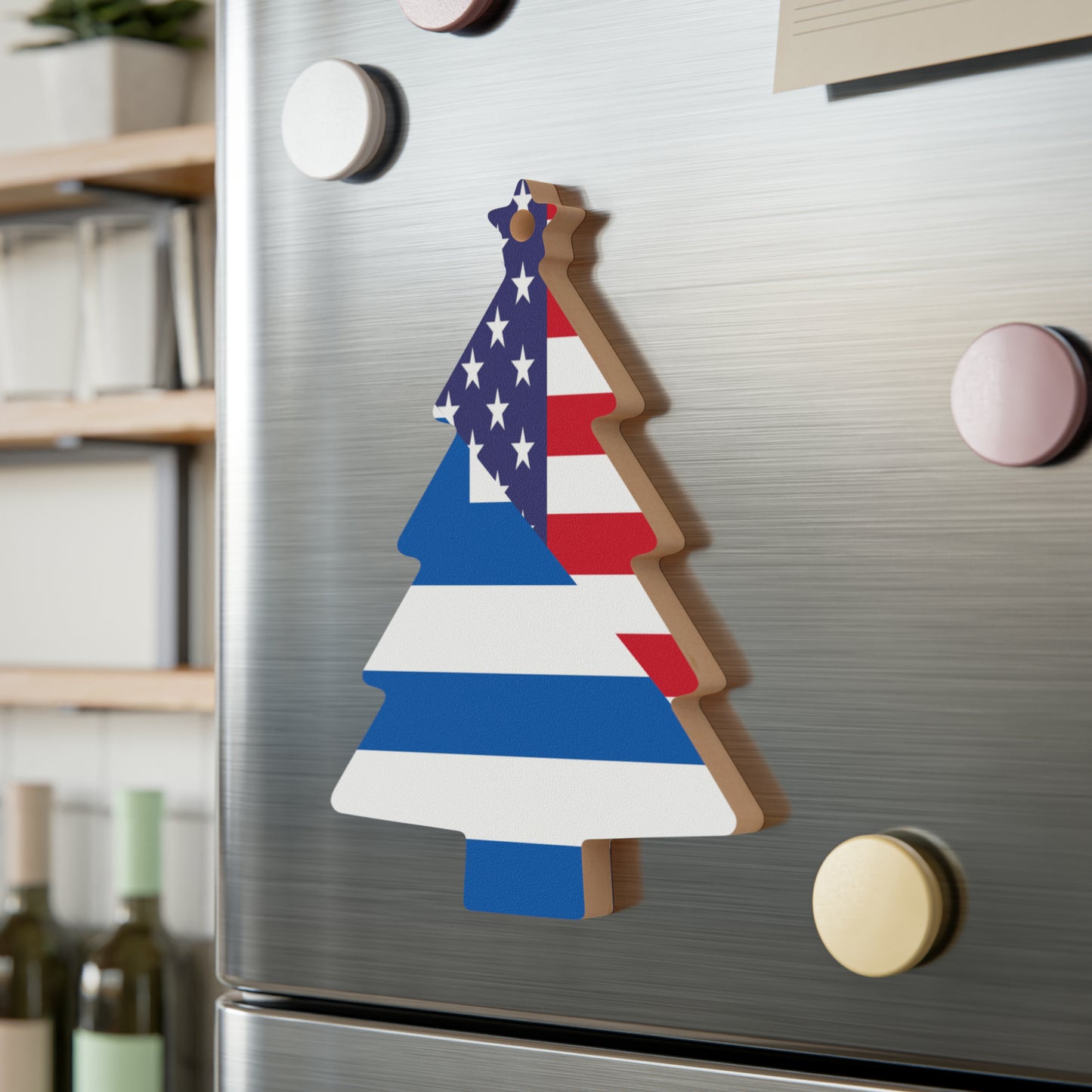 Greek American Flag Half Greece USA Wooden Ornament