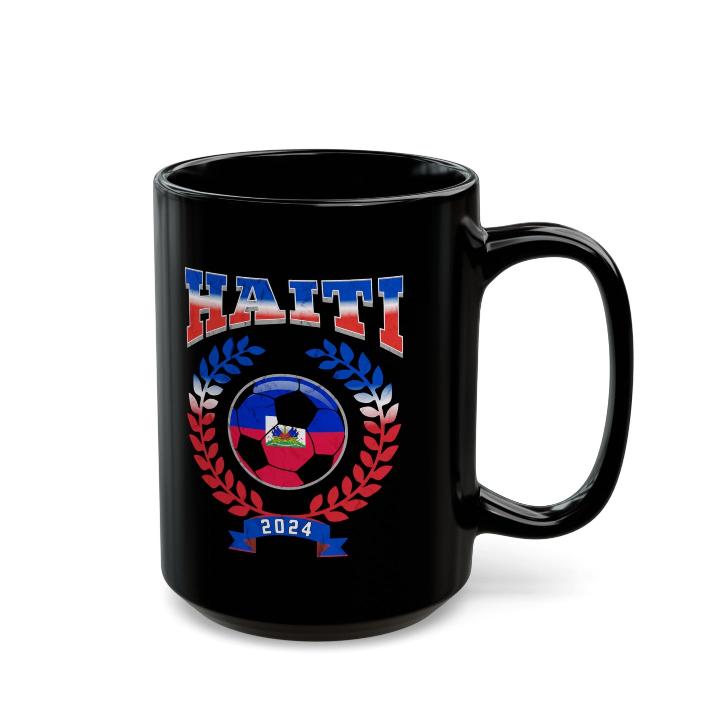 Haiti 2024 Soccer Football Championship Games Haitian Team Black Mug (11oz, 15oz)