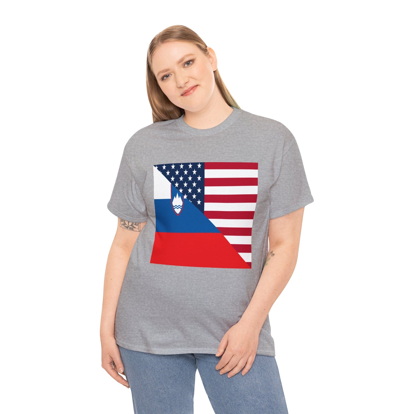 Slovenia American Flag Half Slovenian USA T-Shirt | Unisex Tee Shirt