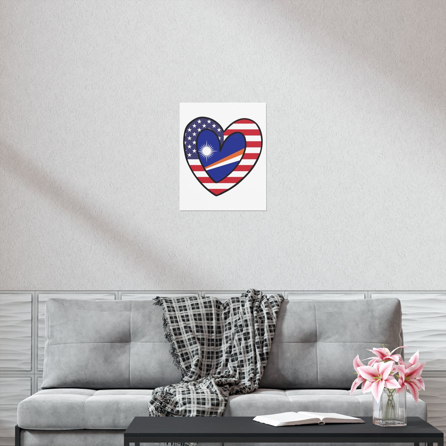 Marshal Islands American Heart Valentines Day Wedding Gift Half Flag Premium Matte Poster