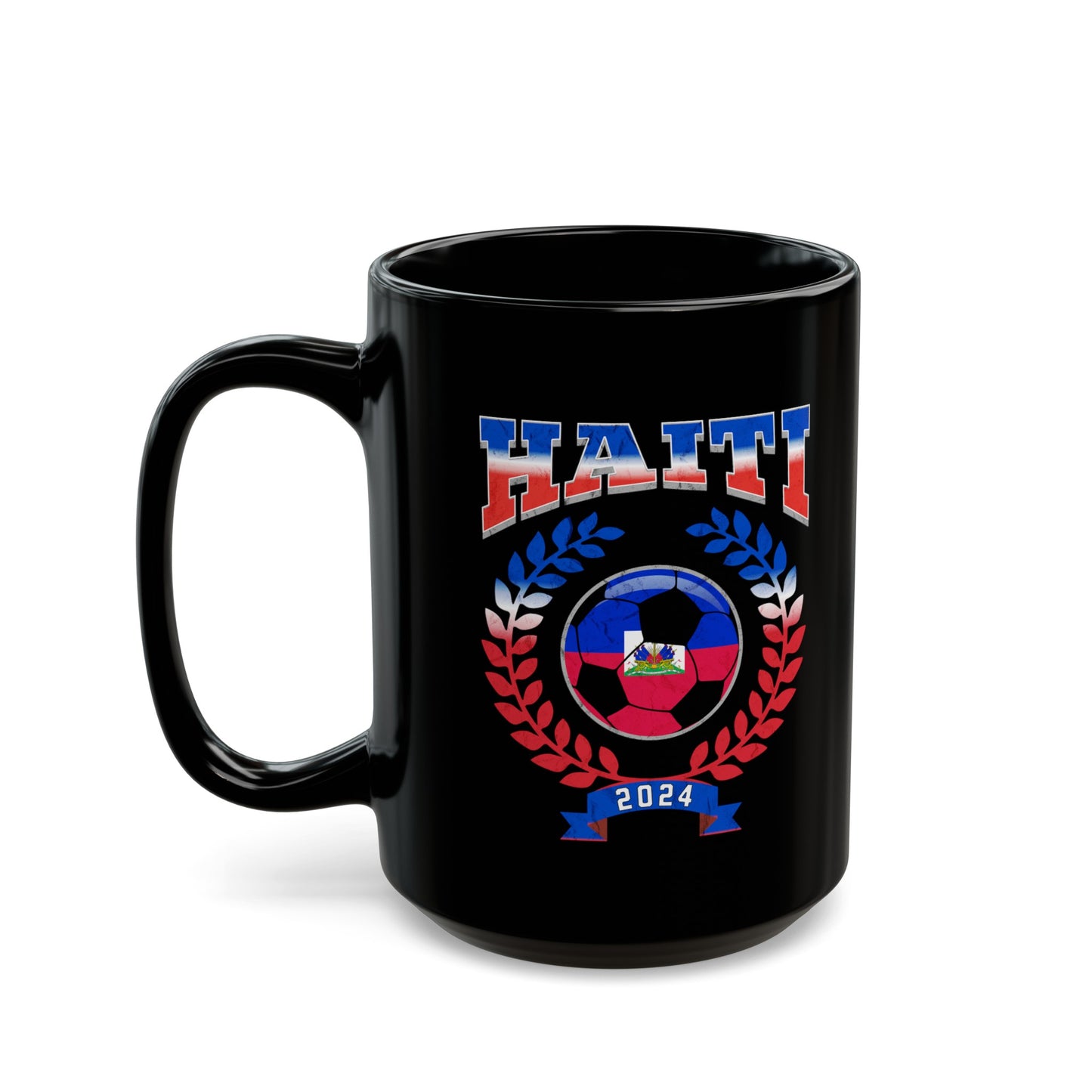 Haiti 2024 Soccer Football Championship Games Haitian Team Black Mug (11oz, 15oz)