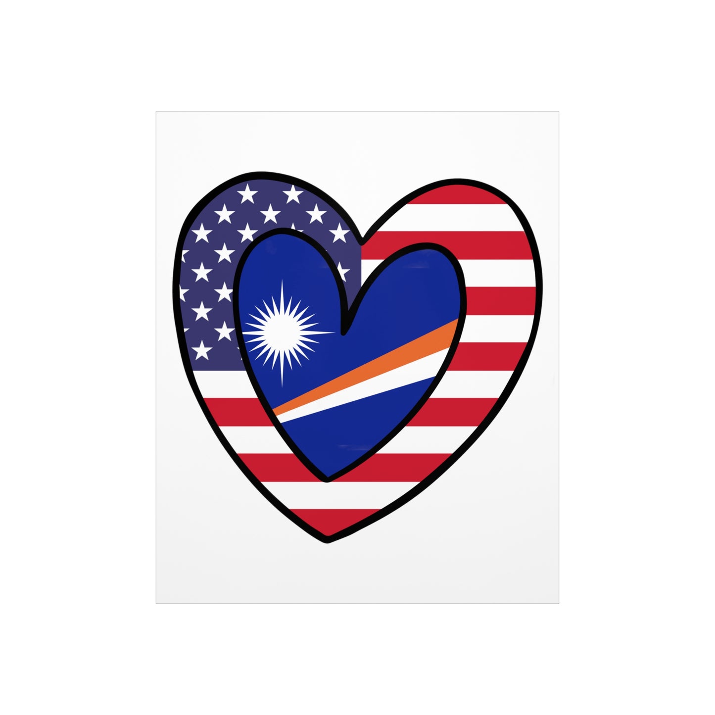 Marshal Islands American Heart Valentines Day Wedding Gift Half Flag Premium Matte Poster