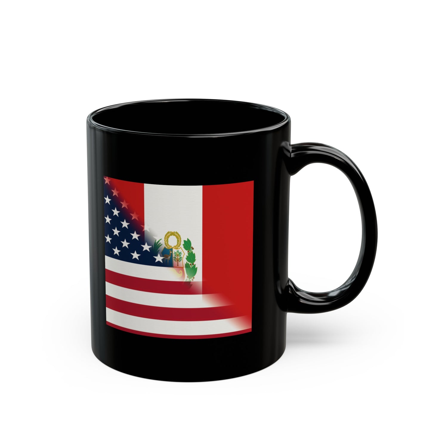 Peruvian USA Flag Peru American Black Mug (11oz, 15oz)