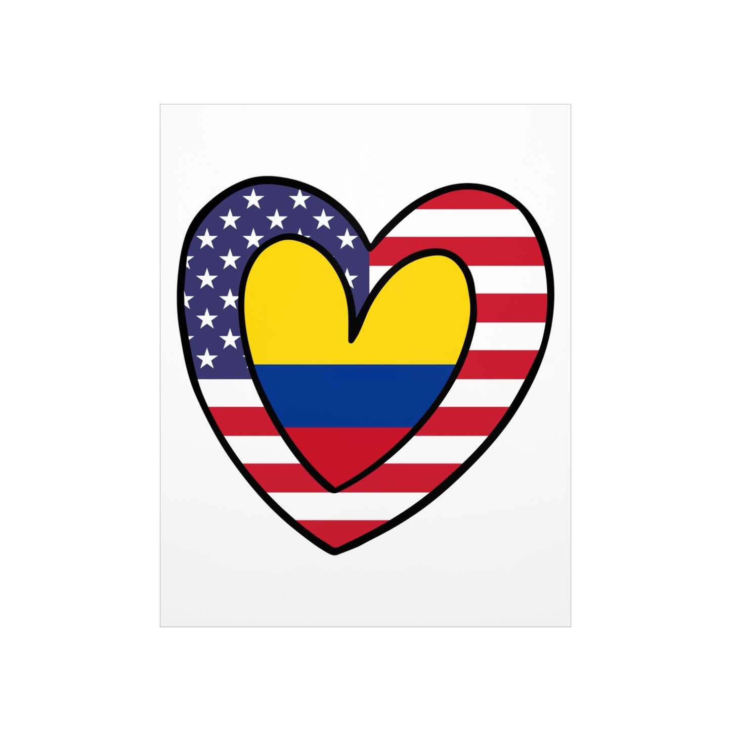 Colombian American Heart Valentines Day Gift Half Colombia USA Flag Premium Matte Poster