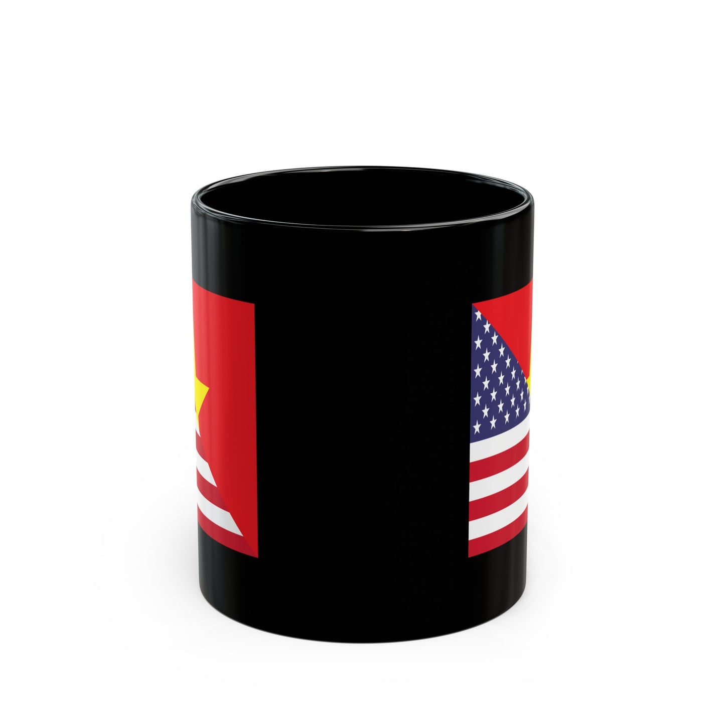 Vietnamese American Flag Half Vietnam USA Black Mug (11oz, 15oz)