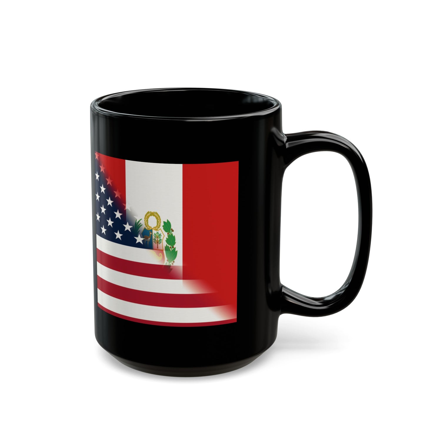 Peruvian USA Flag Peru American Black Mug (11oz, 15oz)