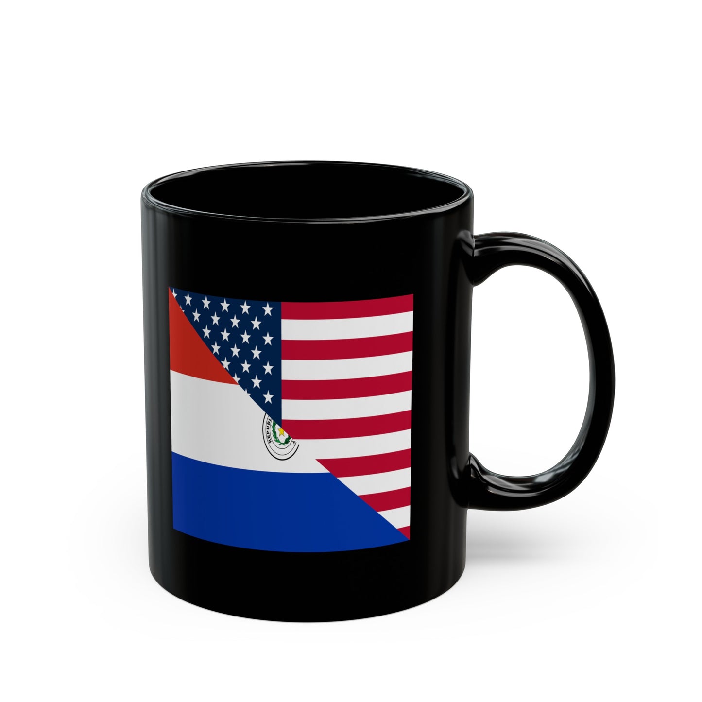 Paraguay American Flag Half Paraguyan USA Black Mug (11oz, 15oz)