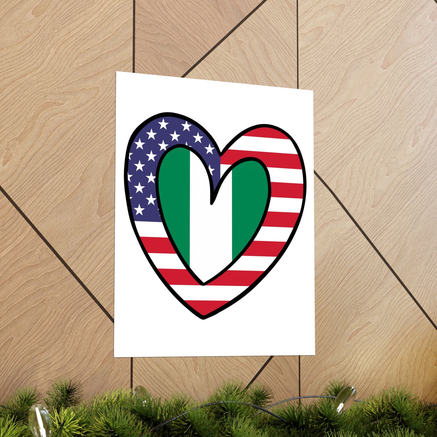 American Nigerian Flag Inner Heart USA Naija Nigeria Premium Matte Poster