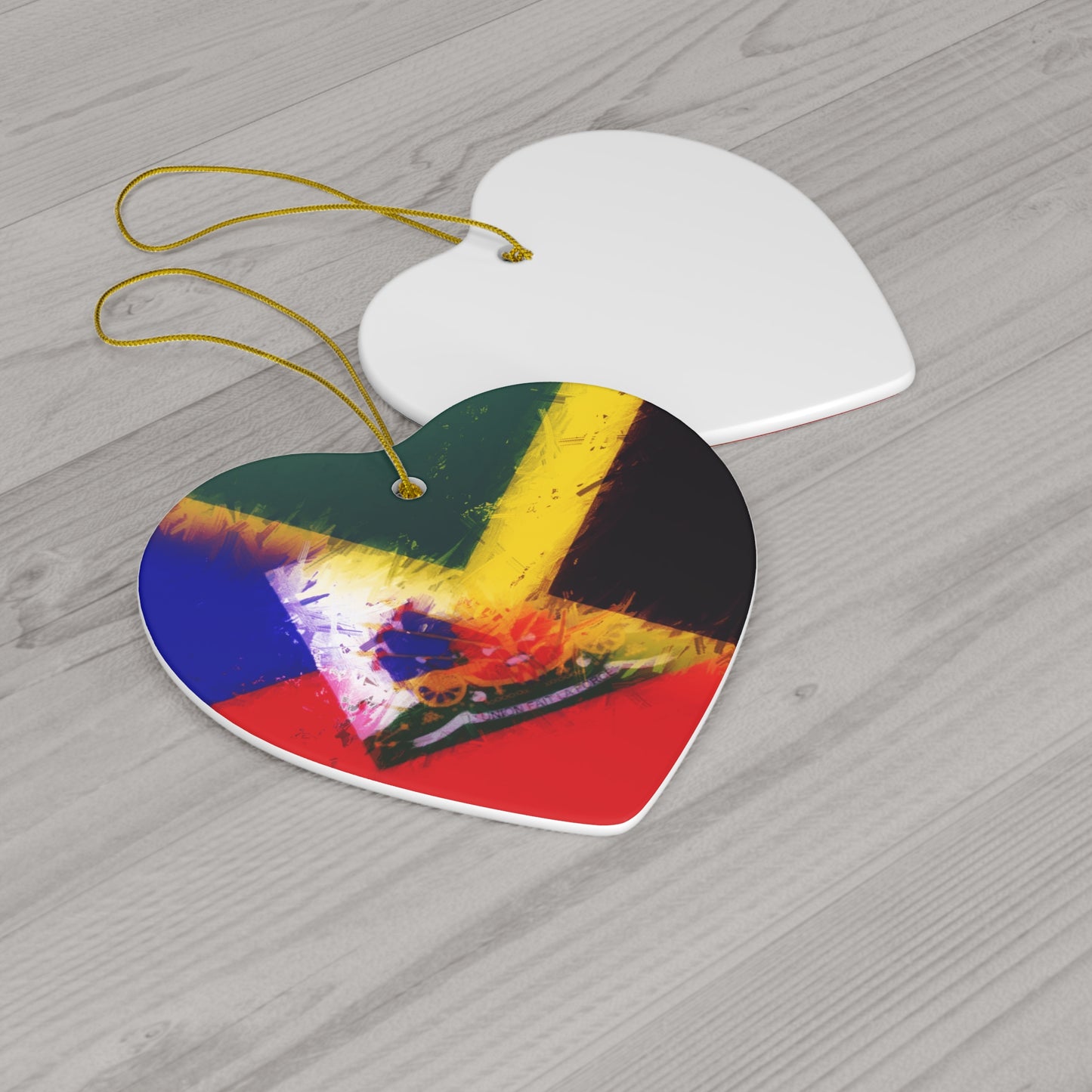 Haitian Jamaican Painted Flag | Haiti Jamaica Ceramic Ornament | Christmas Tree Ornaments