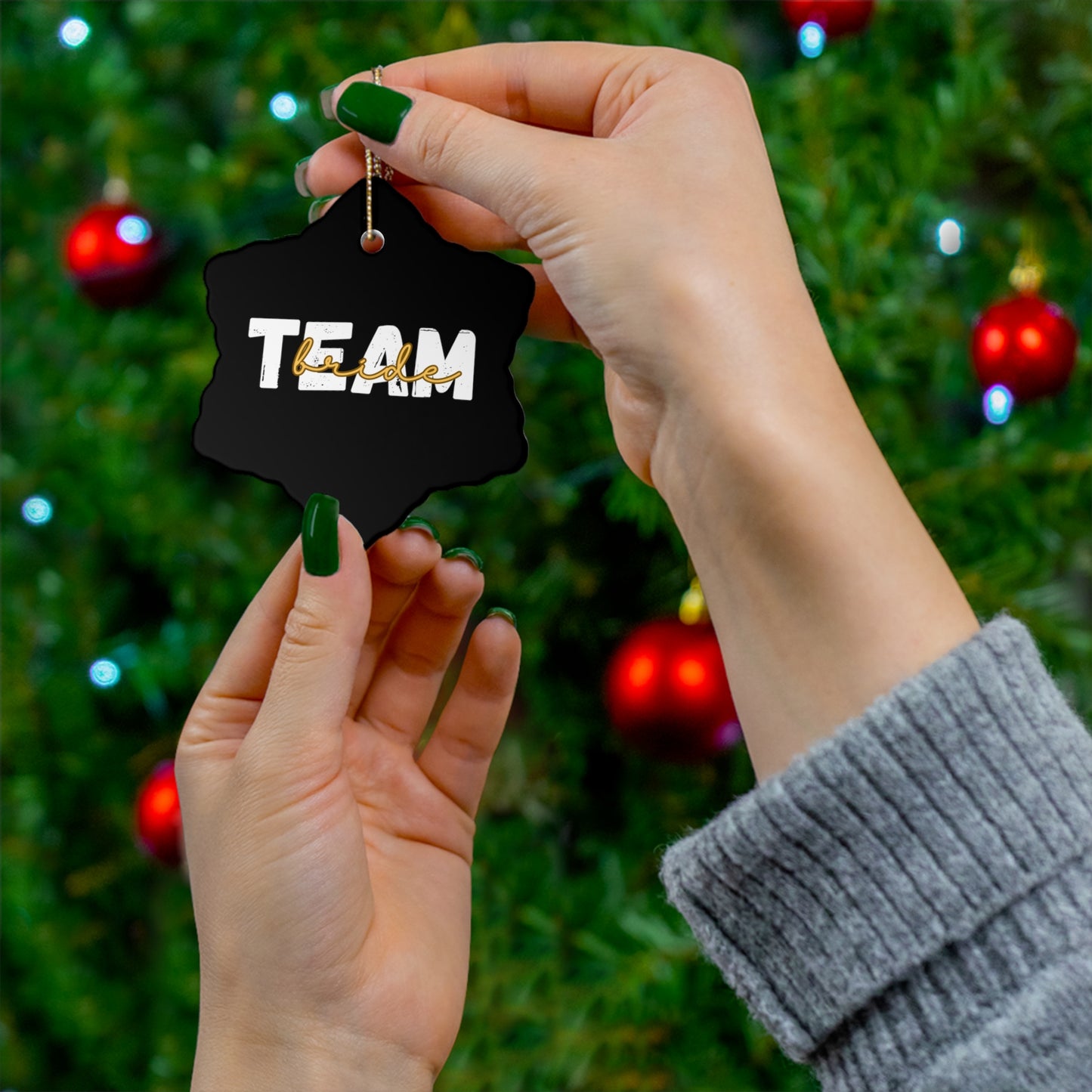 Team Bride Squad Bridal Shower Wedding Gift Ceramic Ornament | Christmas Tree Ornaments