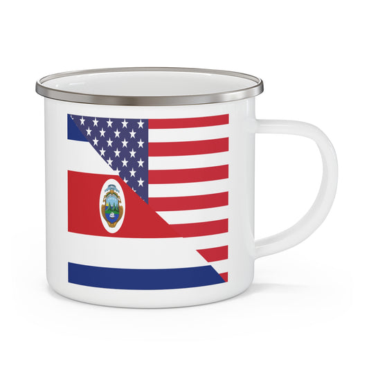 Costa Rican American Flag USA 12oz Enamel Mug