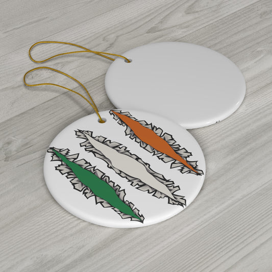 Slashed Ireland Flag | Irish Ceramic Ornament | Christmas Tree Ornaments