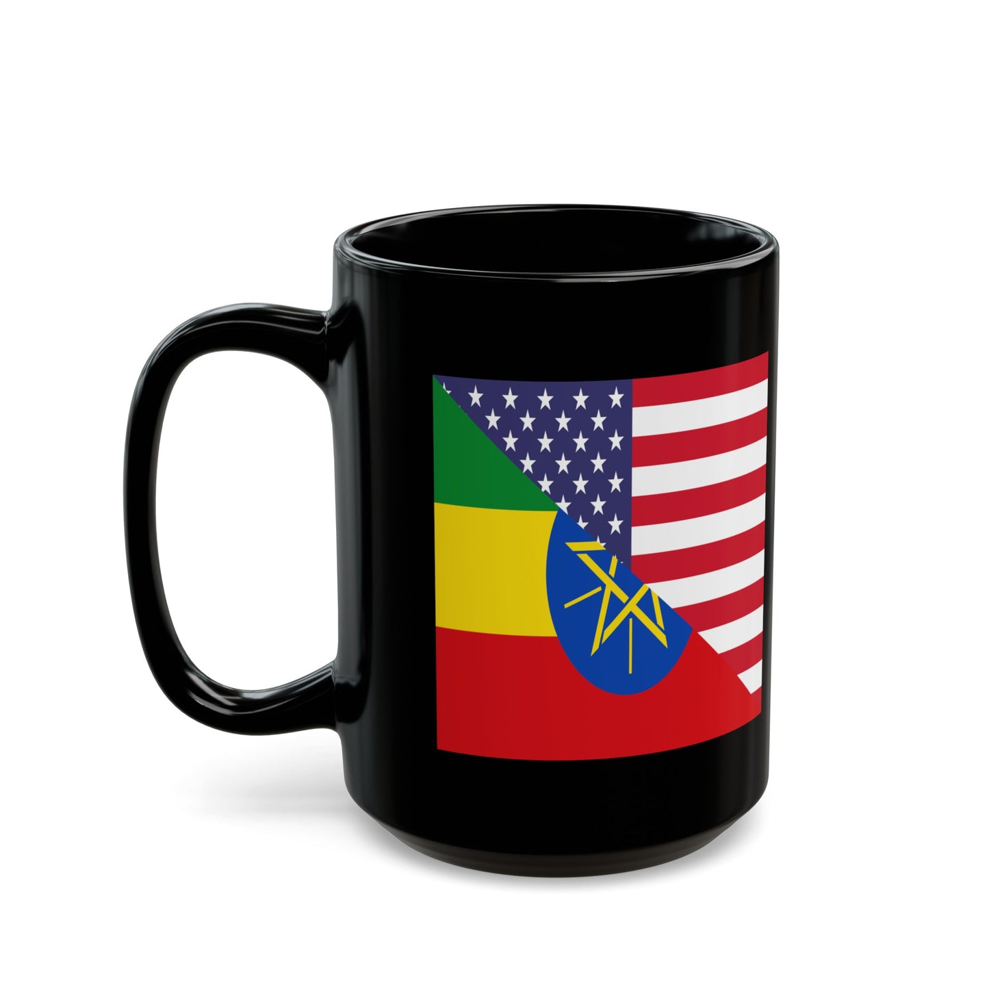 Ethiopian American Flag Ethiopia USA Black Mug (11oz, 15oz)